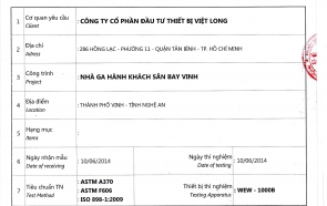 KẾT QUẢ THÍ NGHIỆM BULONG NEO CẤP BỀN 8.8